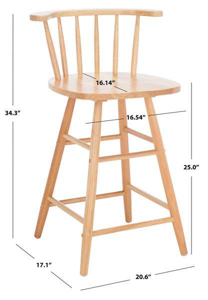 Safavieh Jay Wood Counter Stool - Natural | Counter Stools | Modishstore - 4