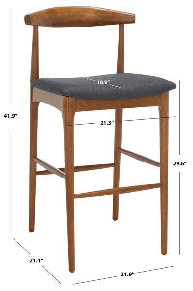 Safavieh Lionel Retro Bar Stool - Walnut | Bar Stools | Modishstore - 4