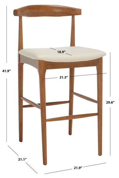 Safavieh Lionel Retro Bar Stool - Walnut | Bar Stools | Modishstore - 4