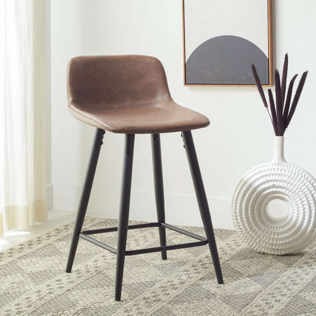 Safavieh Asena Counter Stool - Saddle | Counter Stools | Modishstore - 4