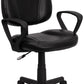 Flash Furniture Mid-Back Black Leather Ergonomic Swivel Task Chair With Arms | Office Chairs | Modishstore