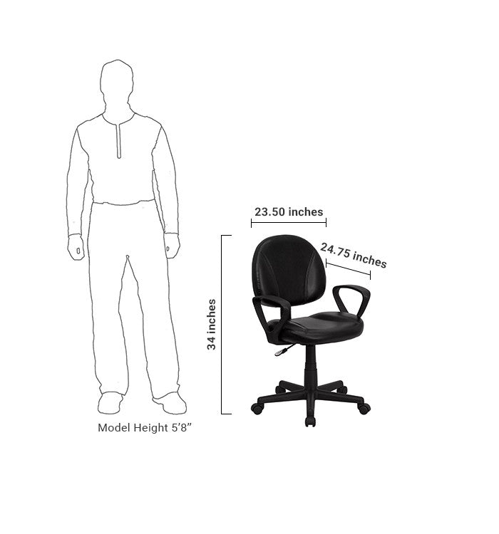 Flash Furniture Mid-Back Black Leather Ergonomic Swivel Task Chair With Arms | Office Chairs | Modishstore - 5