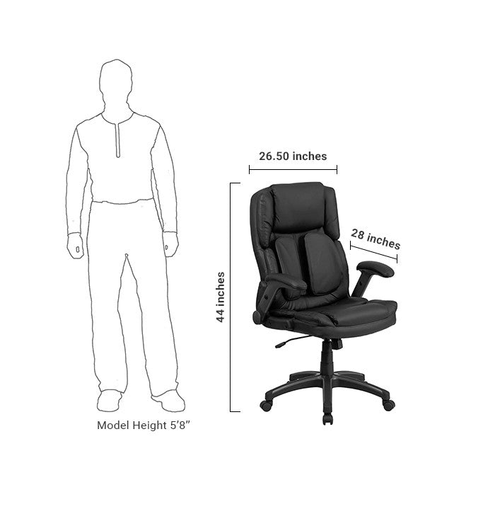 Flash Furniture Extreme Comfort High Back Black Leather Executive Swivel Office Chair With Flip-Up Arms | Office Chairs | Modishstore - 5