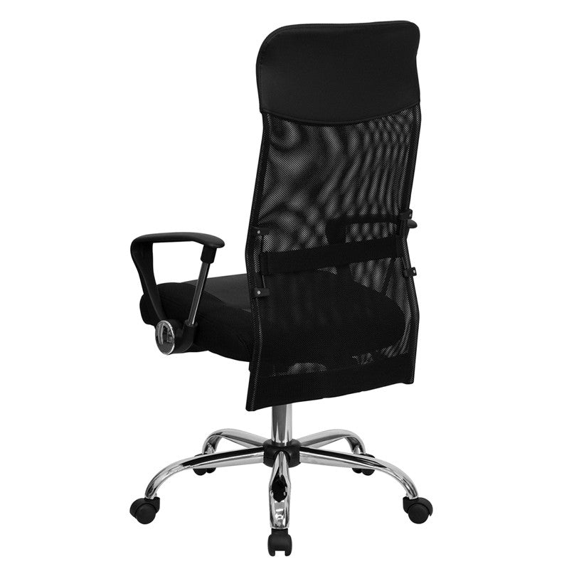 Flash Furniture High Back Black Leather And Mesh Swivel Task Chair | Office Chairs | Modishstore - 4