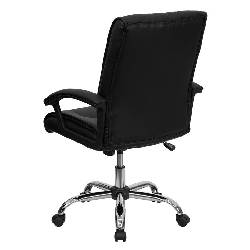 Flash Furniture Mid-Back Black Leather Swivel Manager's Chair | Office Chairs | Modishstore - 4