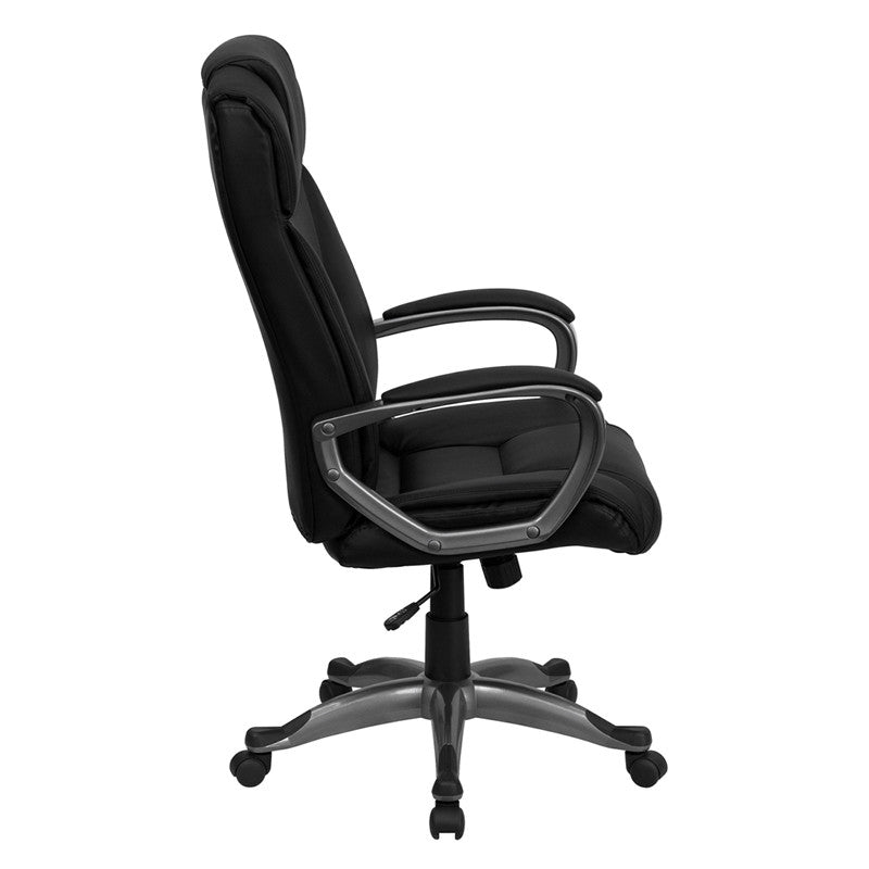 Flash Furniture BT-9177-BK-GG High Back Black Leather Executive Swivel Office Chair | Office Chairs | Modishstore-4