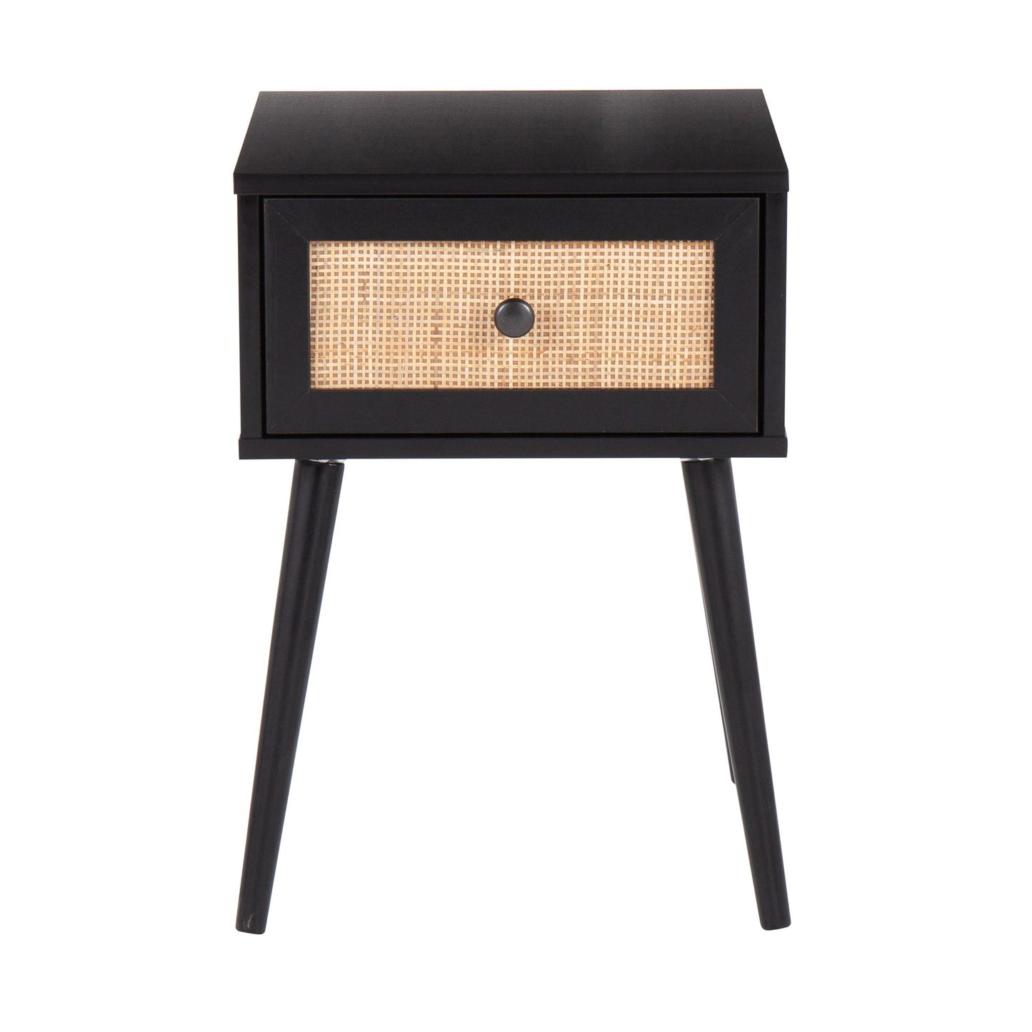Bora Bora Contemporary Side Table in Black Wood with Rattan Accents By LumiSource | Side Tables | Modishstore - 8