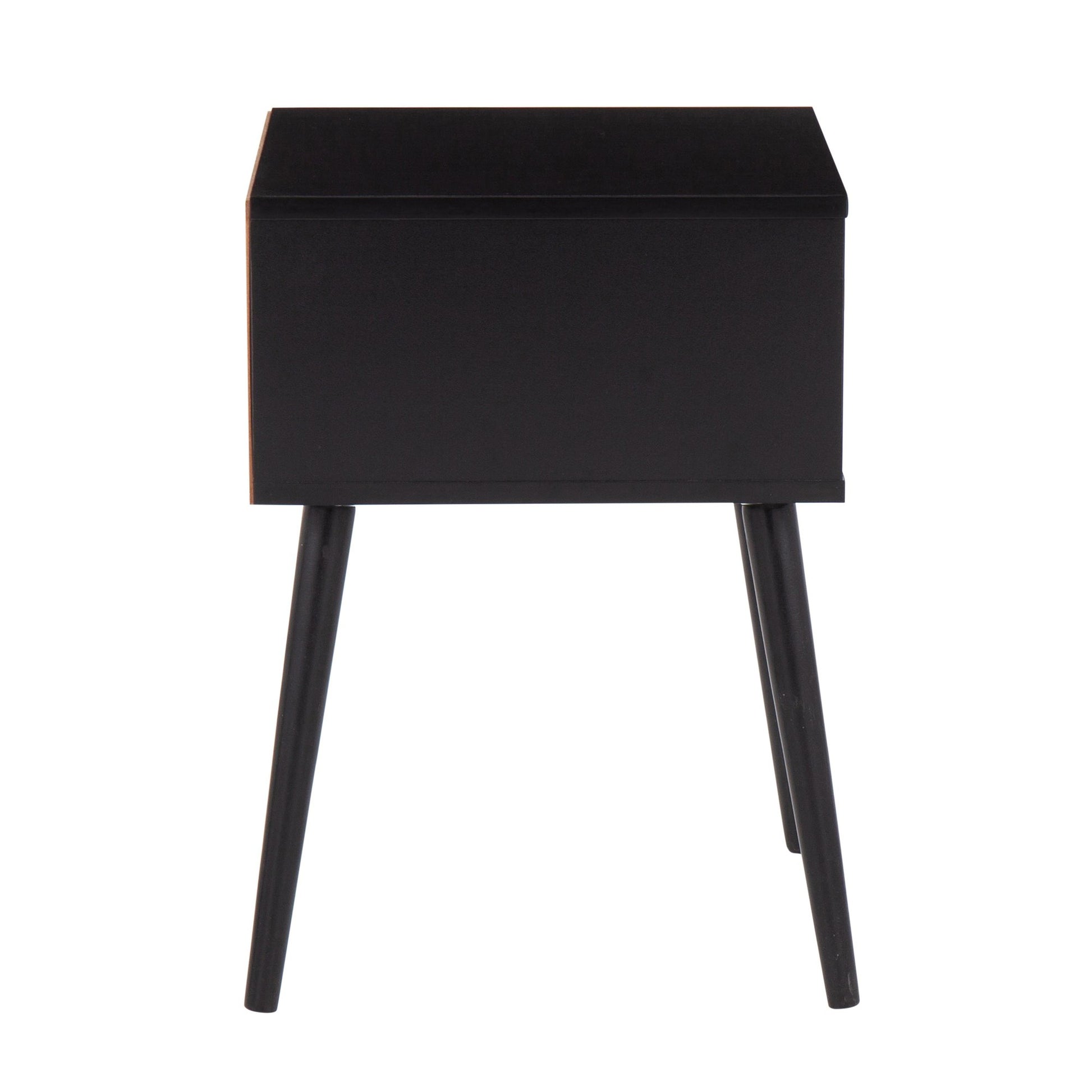 Bora Bora Contemporary Side Table in Black Wood with Rattan Accents By LumiSource | Side Tables | Modishstore - 5