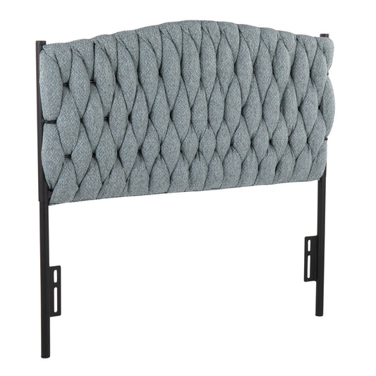 Braided Matisse Twin Size Headboard in Black Metal and Blue Fabric By LumiSource | Headboards | Modishstore