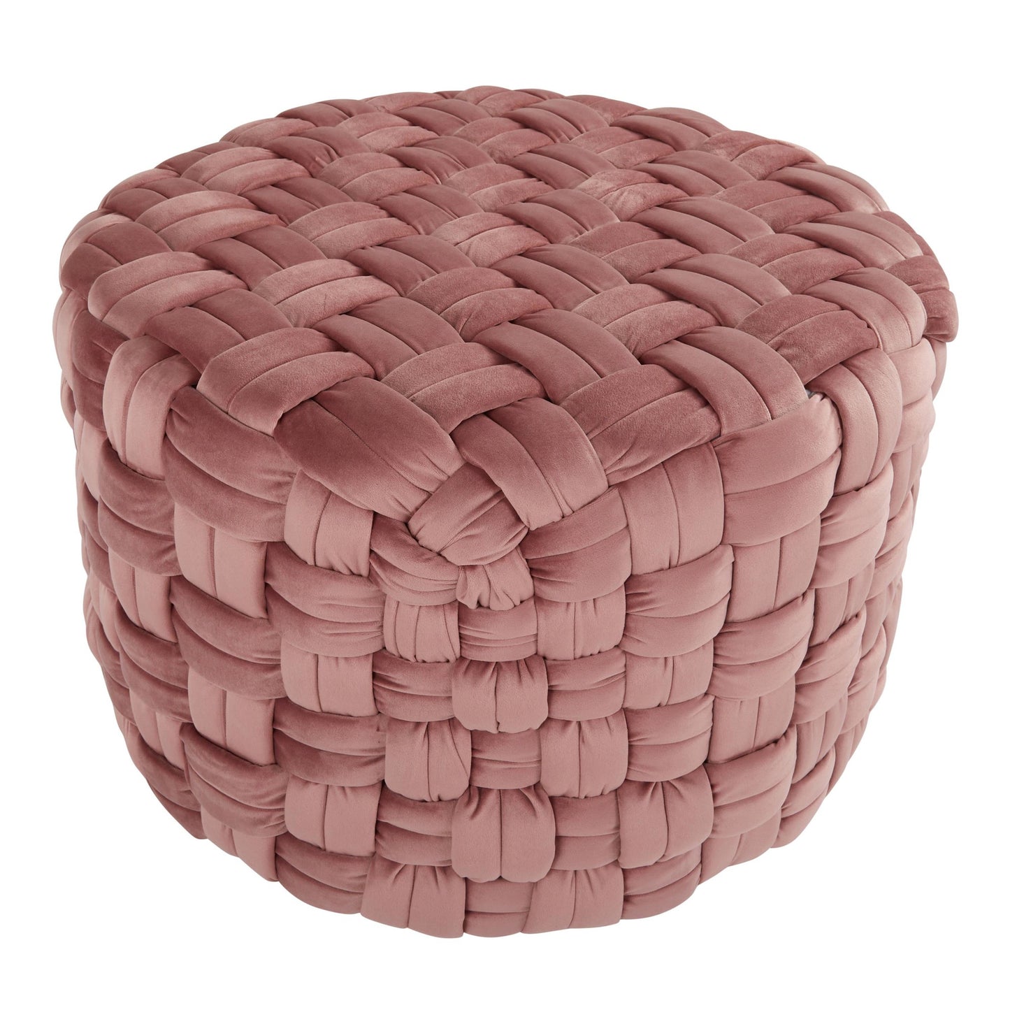 Braided Round 24" Ottoman in Cream Velvet By LumiSource | Ottomans | Modishstore - 16