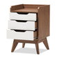 baxton studio brighton mid century modern white and walnut wood 3 drawer storage nightstand | Modish Furniture Store-3
