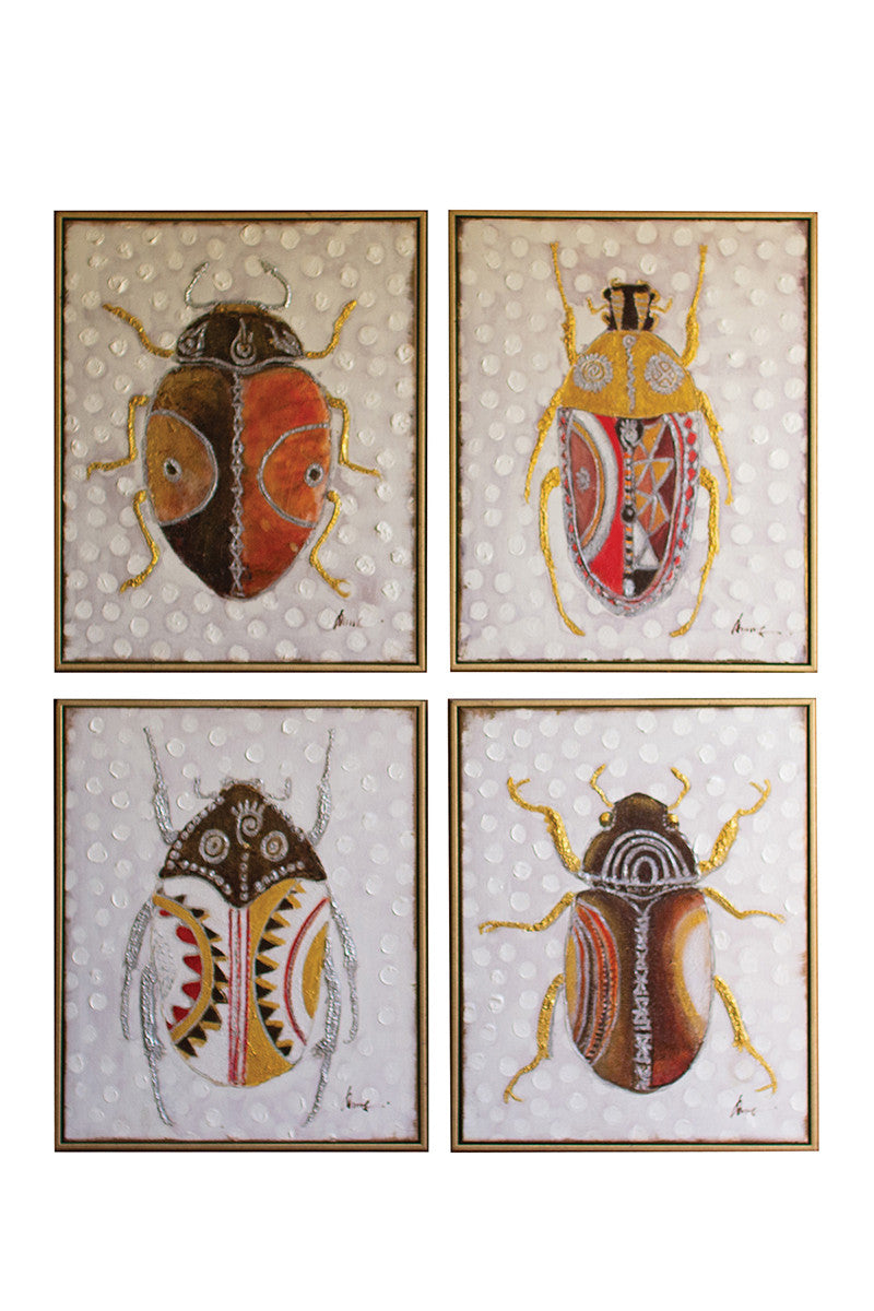 oil painting \ set of 4 beetles