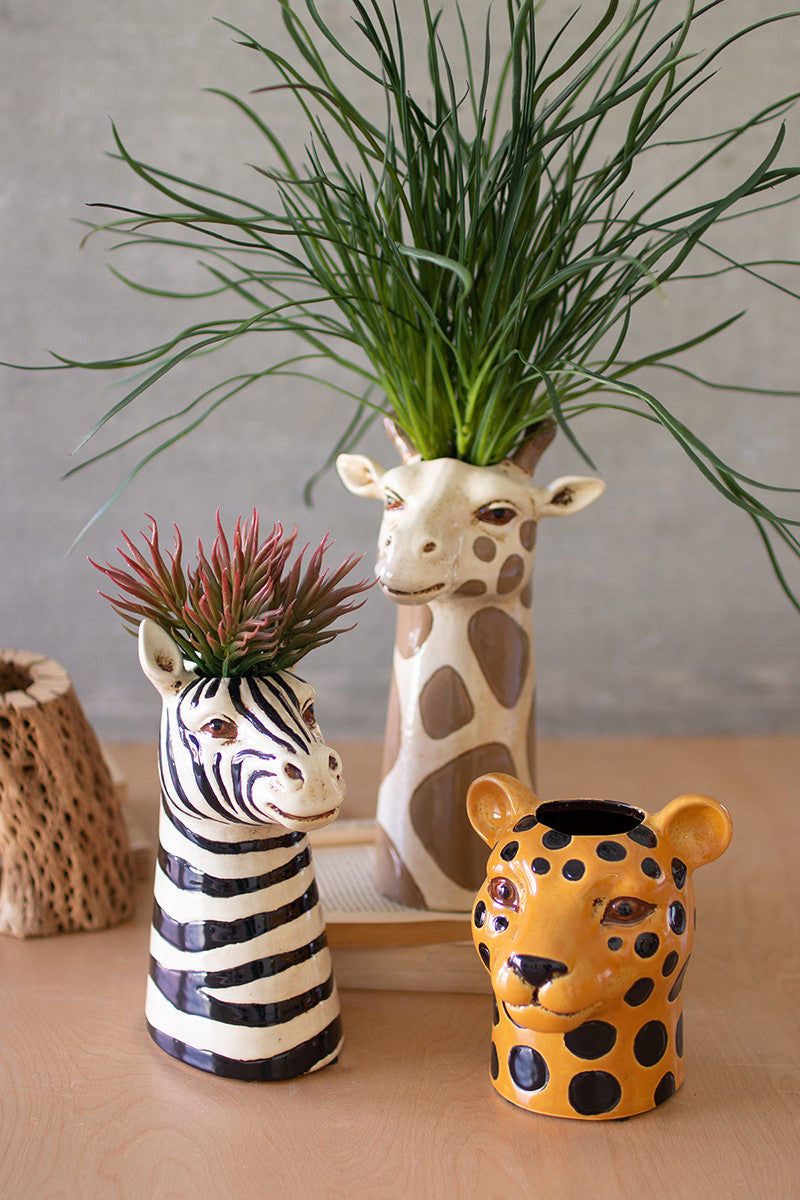 animal pots for succulents Ceramic Safari Animal Succulent Planters Set Of 3 By Kalalou