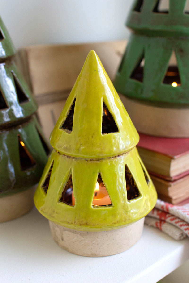 Ceramic Christmas Tree Lanterns Set Of 3 By Kalalou | Tabletop Trees | Modishstore - 2