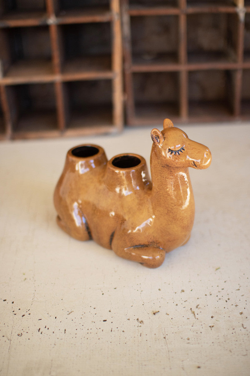 Ceramic Camel Planter - Brown | Planters, Troughs & Cachepots |  Modishstore  - 2