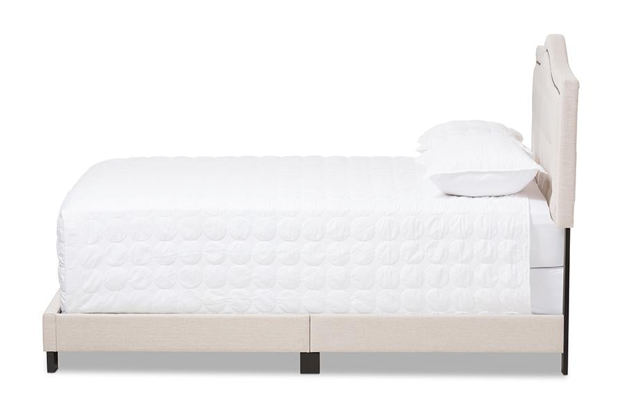 baxton studio emerson modern and contemporary light beige fabric upholstered queen size bed | Modish Furniture Store-3