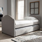 Baxton Studio Alessia Modern and Contemporary Grey Fabric Upholstered Daybed with Guest Trundle Bed | Modishstore | Daybeds