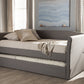 Baxton Studio Camino Modern and Contemporary Grey Fabric Upholstered Daybed with Guest Trundle Bed | Modishstore | Daybeds