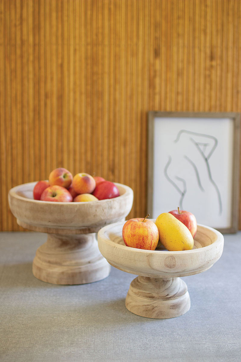 Turned Wooden Compotes Set Of 2 By kalalou | Modishstore | Bowls