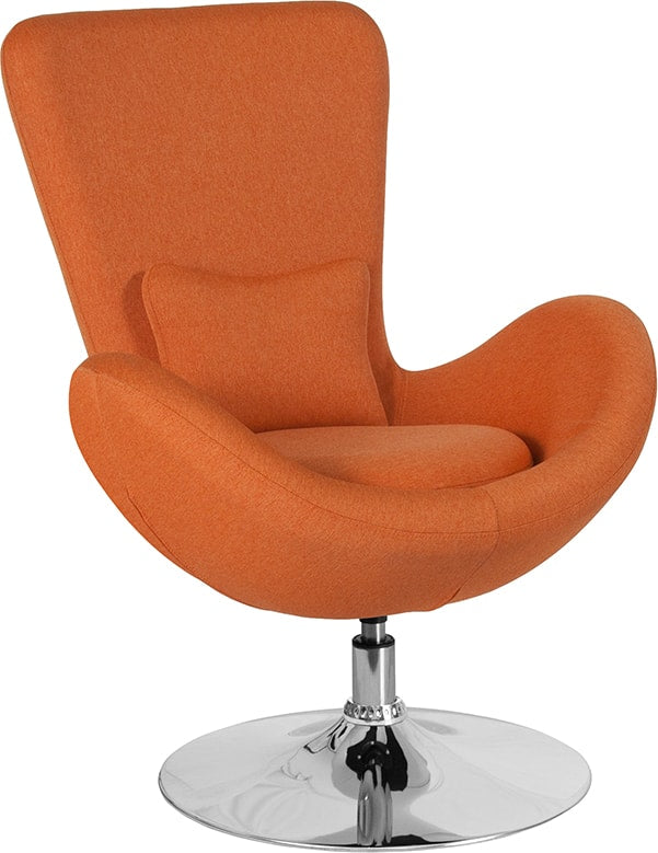 Egg Series Orange/Red Fabric Side Reception Chair By Flash Furniture | Lounge Chairs | Modishstore - 4