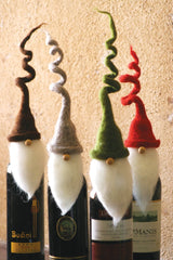 Kalalou Santa Wine Toppers With Curly Hats - Set Of 4