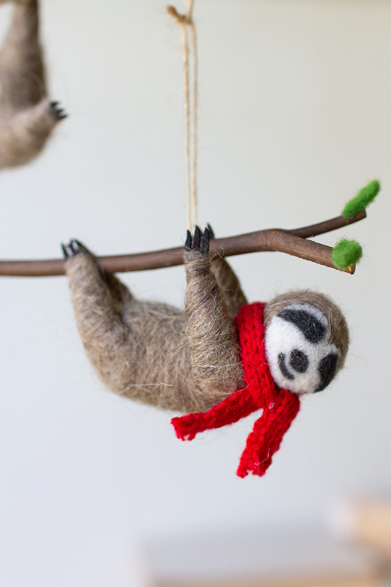 Felt Christmas Sloth Ornaments Set Of 3 By Kalalou | Ornaments |  Modishstore  - 3
