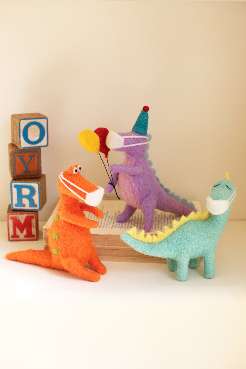 Felt Dinosaurs With Masks Set Of 3 By Kalalou | Ornaments | Modishstore - 2