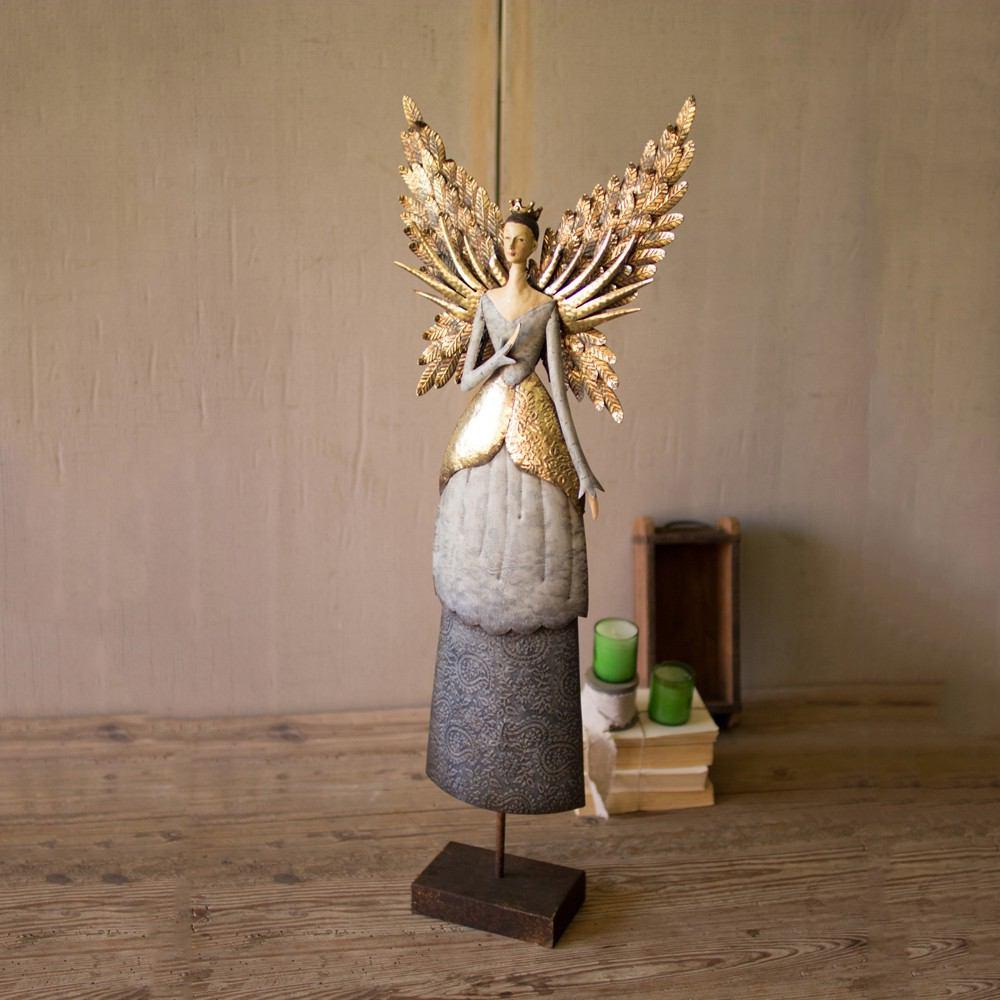 Kalalou Painted Metal Angel - Set of 2 | Modishstore | Holiday