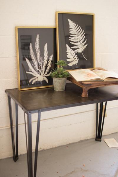 Kalalou Set of Two Black And White Fern Prints Under Glass | Modishstore | Wall Decor