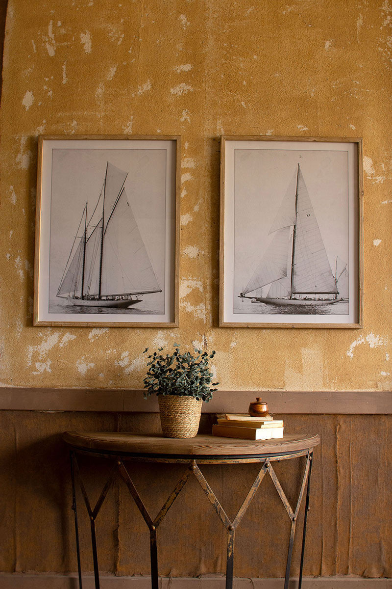 framed sailboat prints under glass Set Of 2 By Kalalou-2