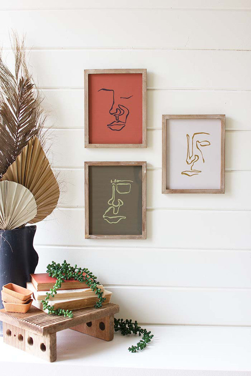 Framed Face Prints Under Glass Set Of 3 By Kalalou | Wall Decor | Modishstore - 2