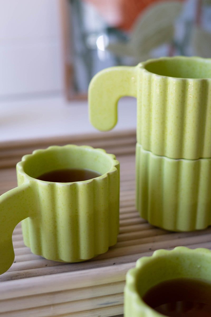 Set Of Four Stacking Ceramic Mugs - Cacti Mugs By Kalalou | Drinkware | Modishstore - 3