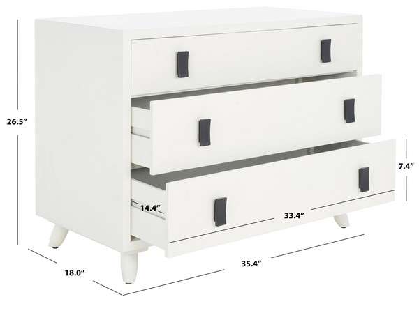 Safavieh Blaize 3 Drawer Chest - White | Drawers | Modishstore - 4
