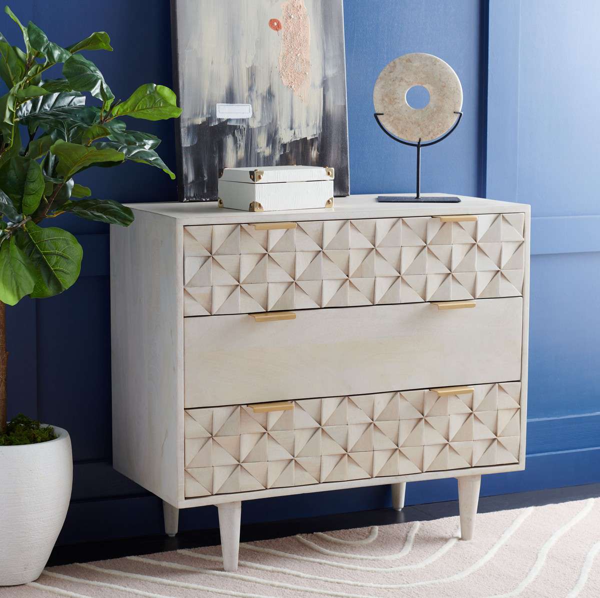Safavieh Zinnia 3 Drawer Chest - White Wash | Drawers | Modishstore - 4