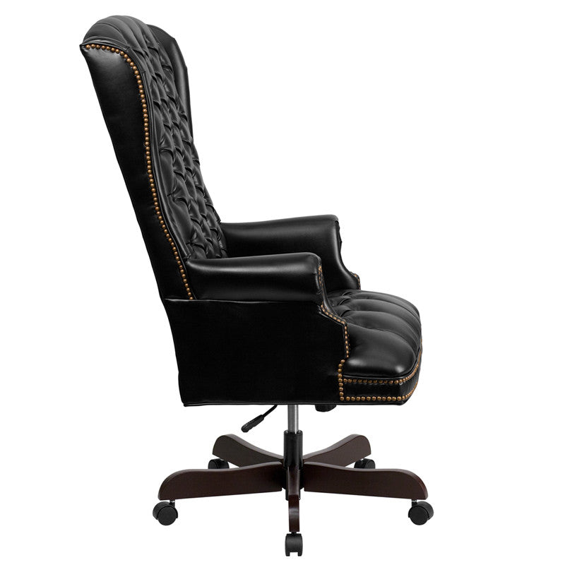 Flash Furniture CI-360-BK-GG High Back Traditional Tufted Black Leather Executive Swivel Office Chair | Office Chairs | Modishstore - 4