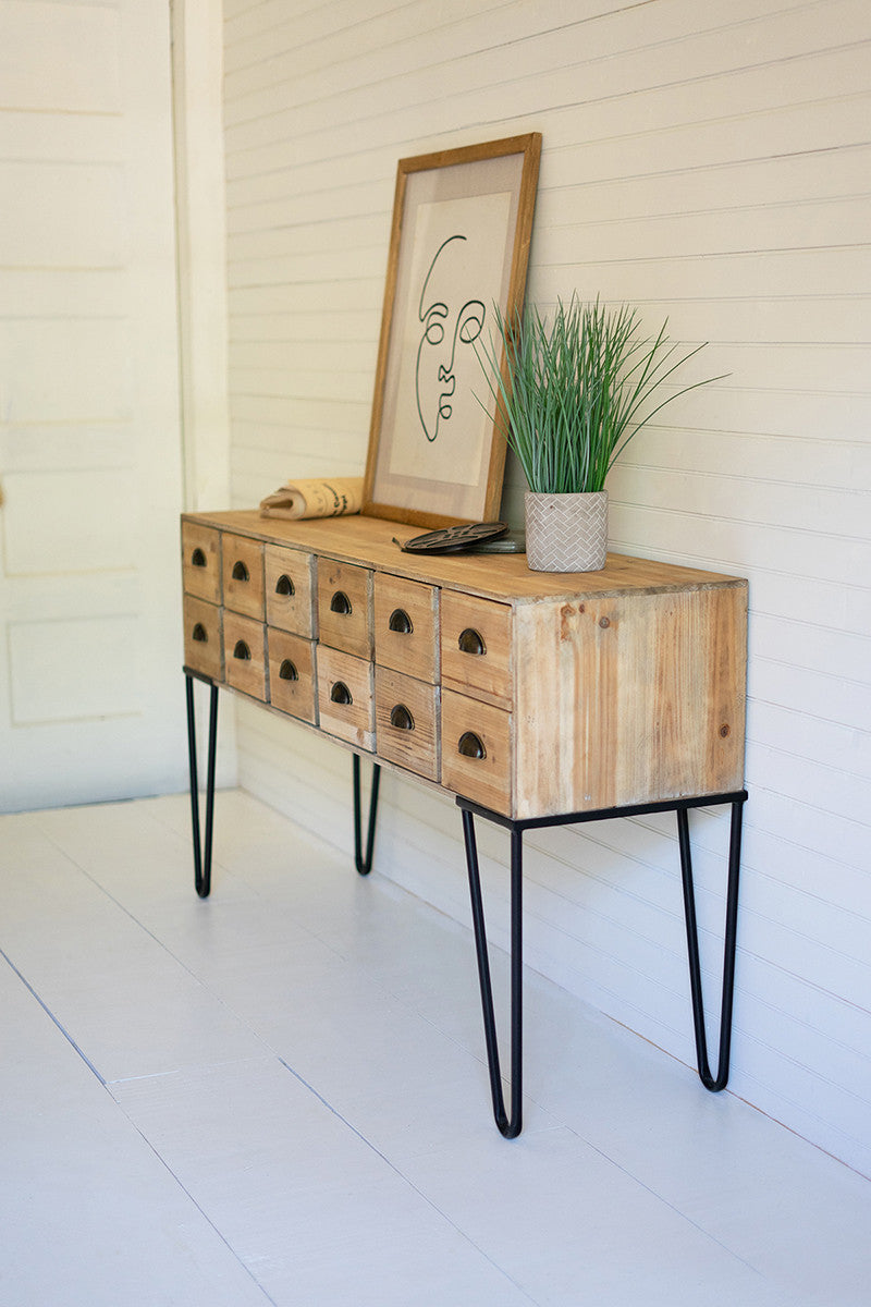 chest of 12 wooden drawers with iron legs By Kalalou-2