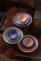 Floral Motif Ceramic Bowls - Medium Set of 4 By Vagabond Vintage
