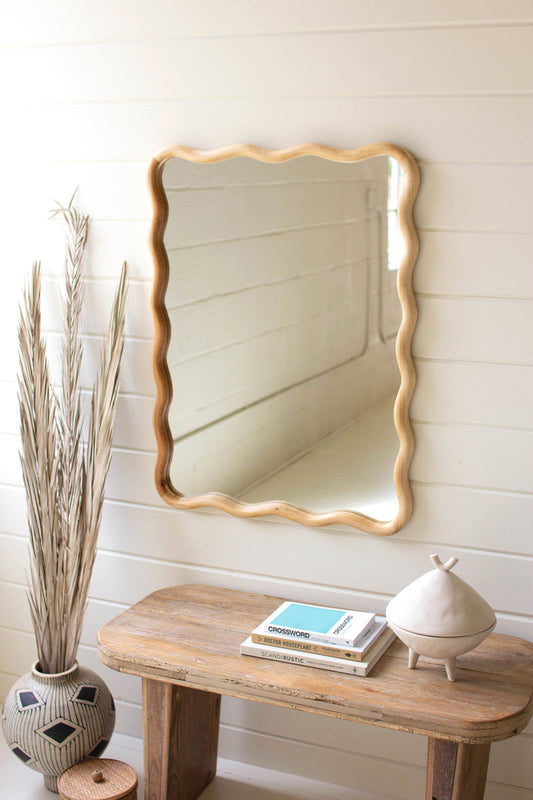 Wooden Squiggle Framed Mirror By Kalalou | Mirrors | Modishstore