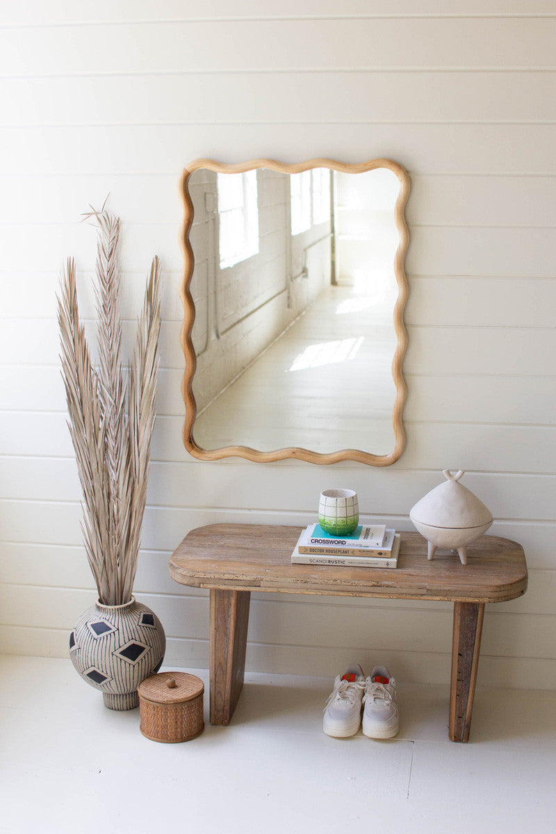 Wooden Squiggle Framed Mirror By Kalalou | Mirrors | Modishstore - 2