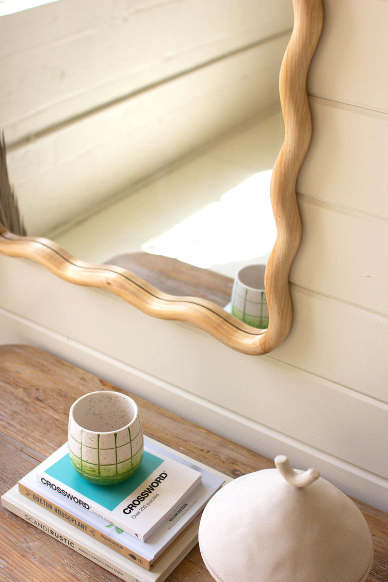 Wooden Squiggle Framed Mirror By Kalalou | Mirrors | Modishstore - 3