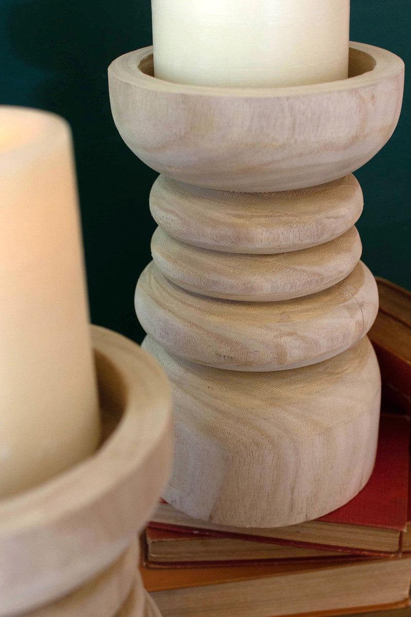 Wooden Pillar Candle Holder By Kalalou | Candle Holders | Modishstore - 3 - 3