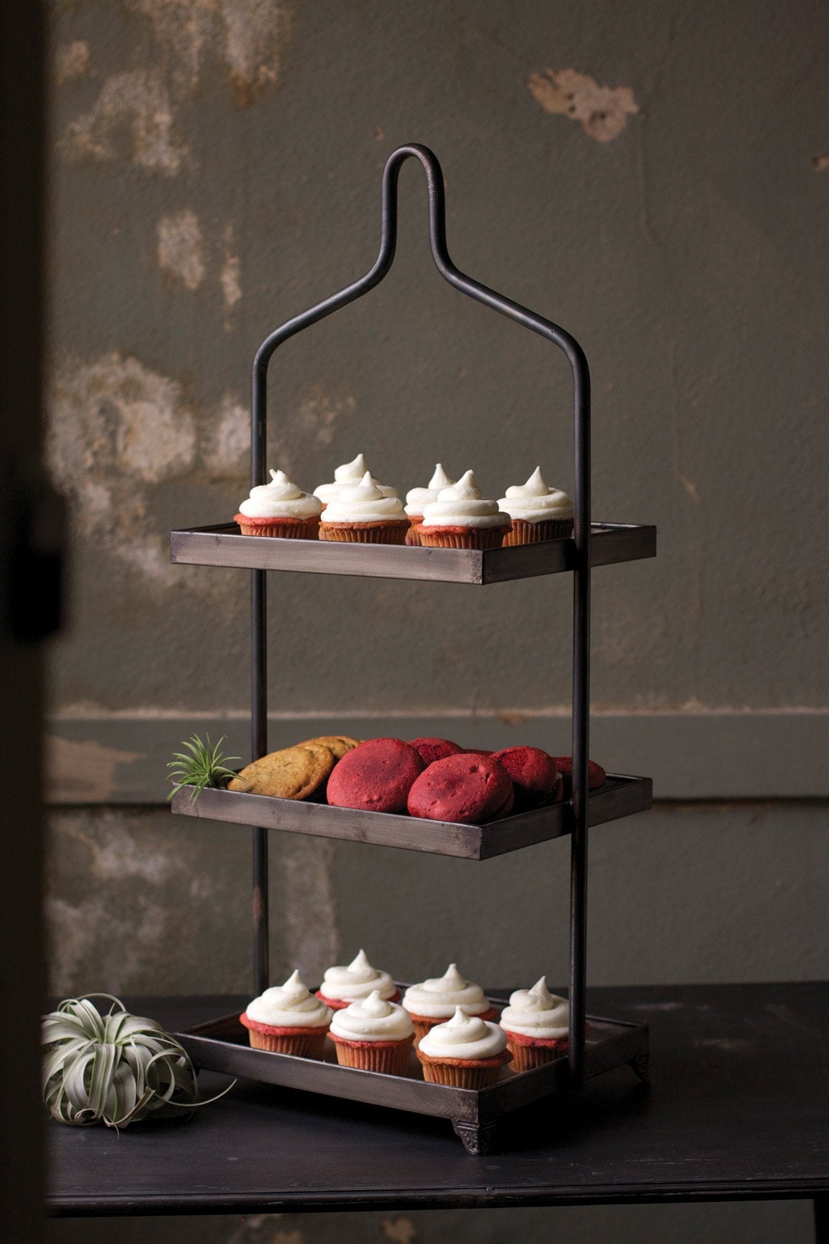 Kalalou Square Metal Three Tiered Display | Modishstore | Cake & Tiered Stands