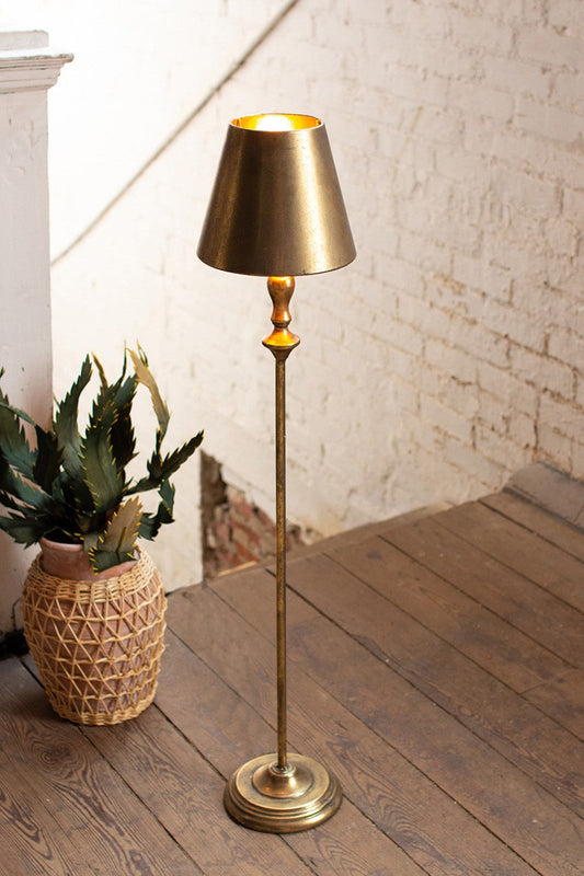 Antique Gold Table Lamp With Metal Shade by Kalalou | Modishstore | Table Lamps