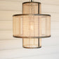 Round Double Layered Woven Fiber And Metal Pendant Light By Kalalou-4