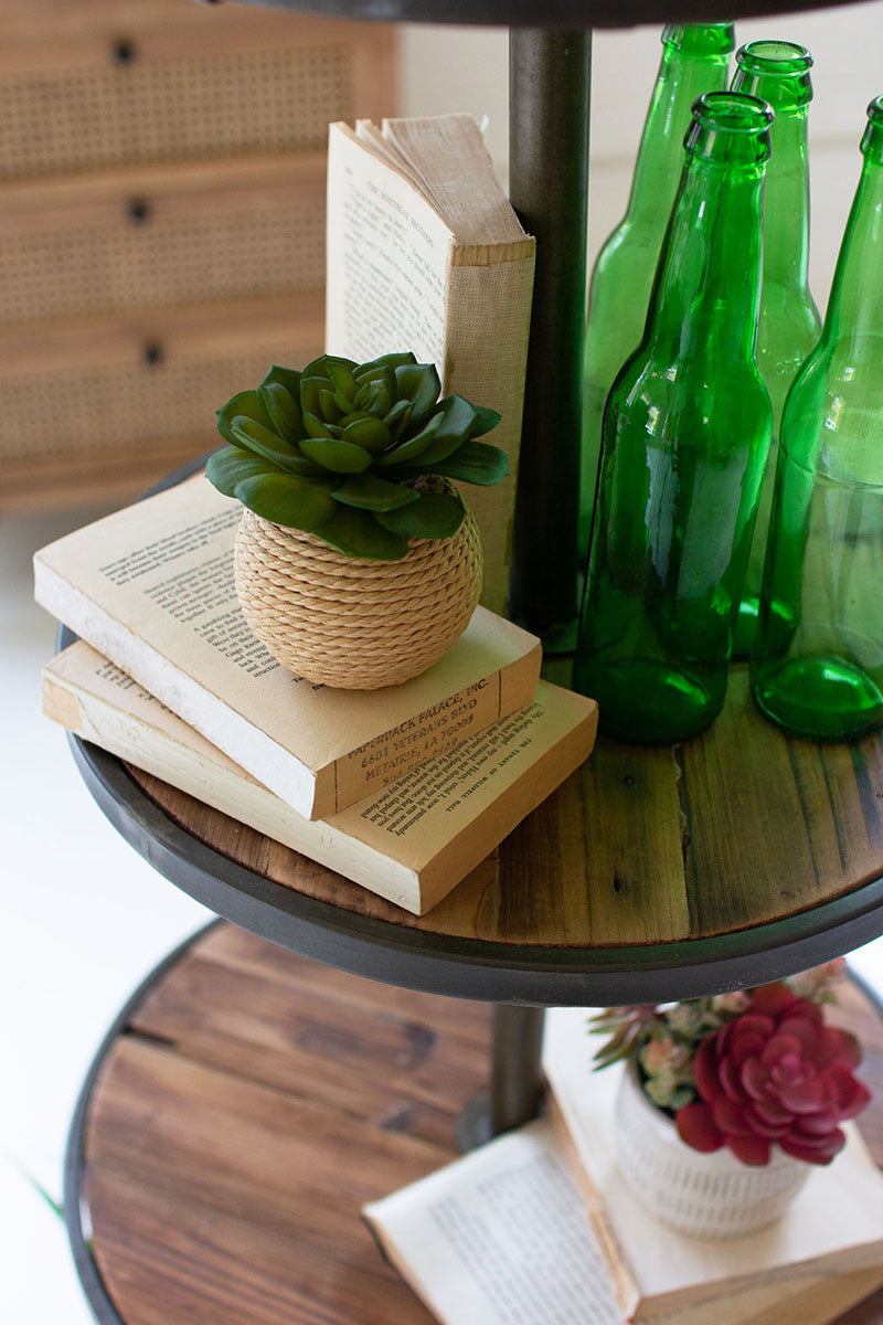 Four Tiered Recycled Wood And Metal Display Tower | Display Cases | Modishstore - 3