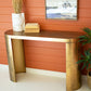 Oval Antique Brass Console Table By Kalalou-3