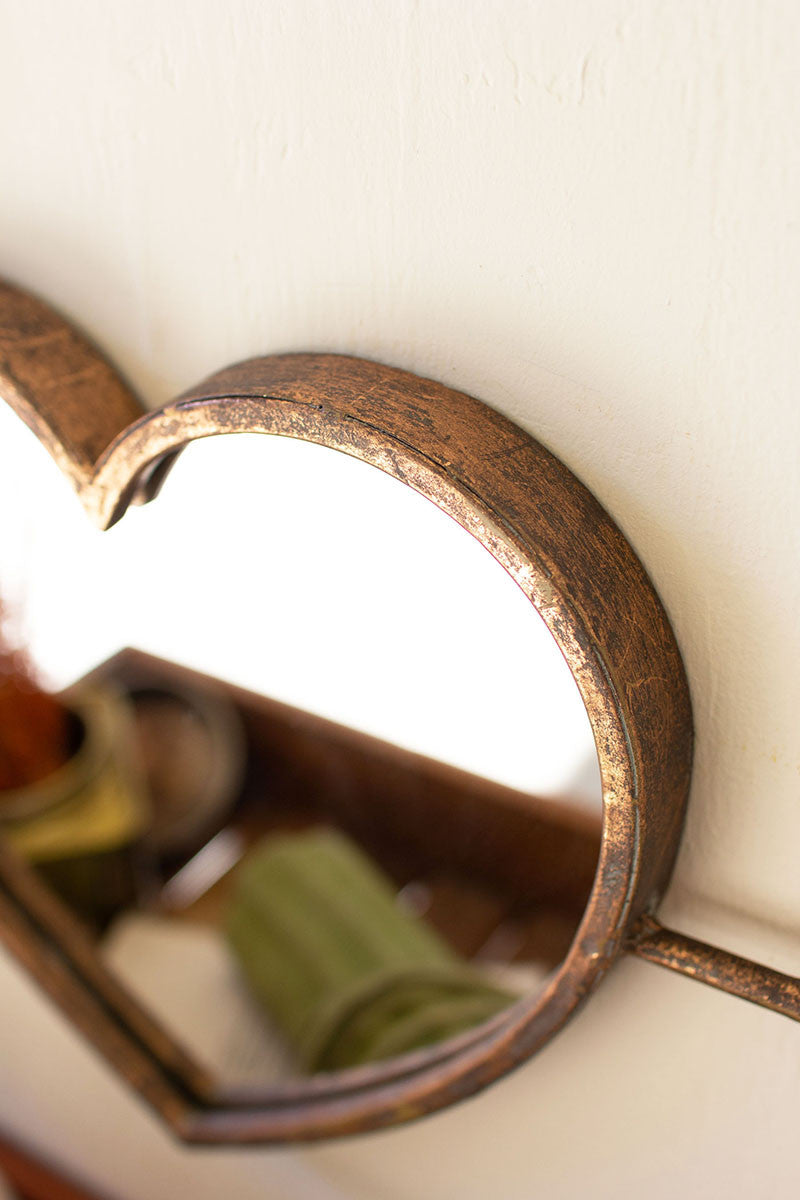 Antique Brass Heart Wall Mirror | Mirrors |  Modishstore  - 5