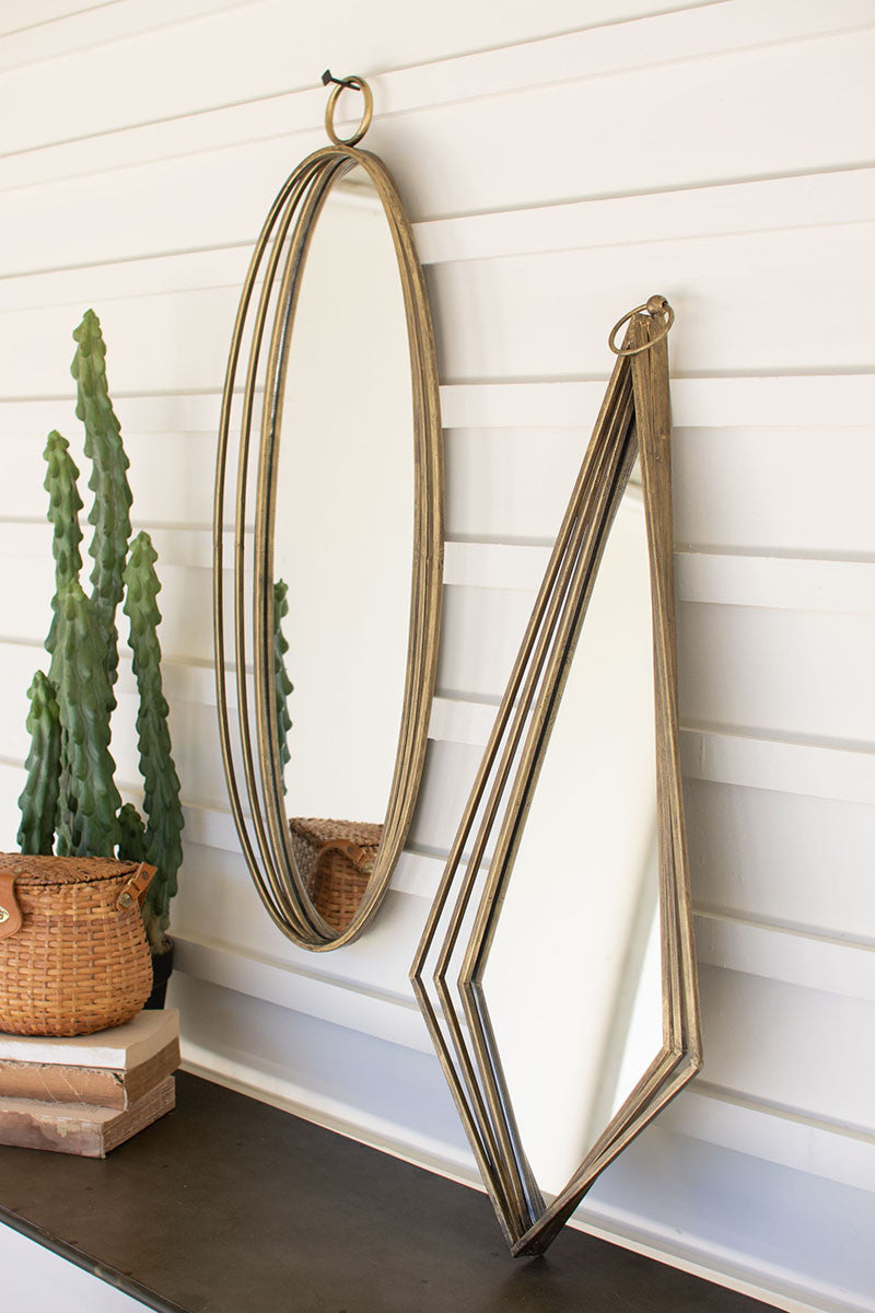 Tall Oval Antique Brass Mirror | Mirrors | Modishstore - 3