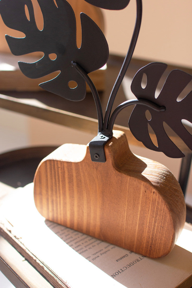 Wood And Metal Bud Vases Set Of 2 By Kalalou | Sculptures | Modishstore - 4