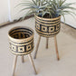 Woven Black & Natural Bamboo Plant Stands With Wood Legs Set Of 2 By Kalalou-3